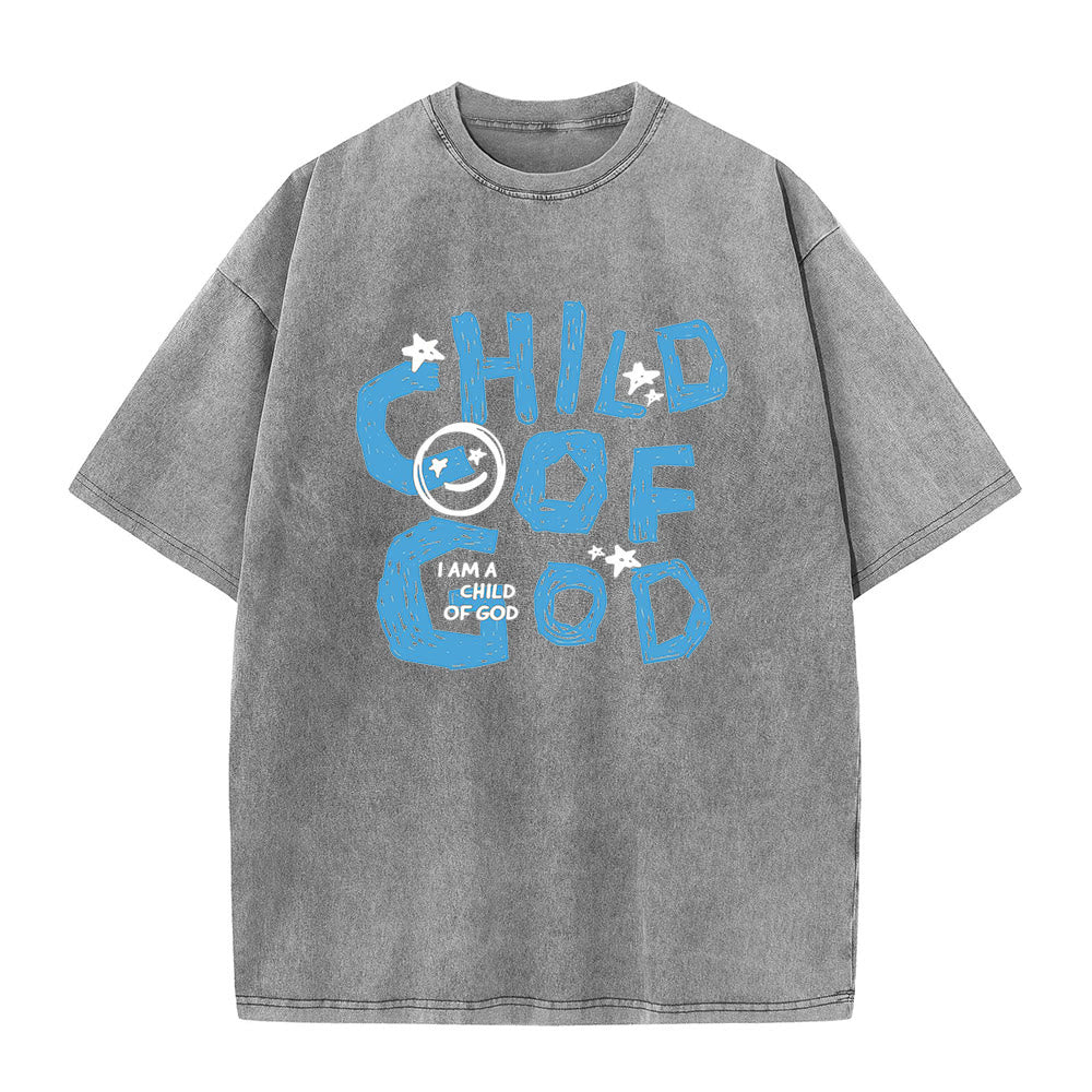 Christianartworkshop Child of God Unisex Washed T-Shirt - Grey - 5XL - image 4