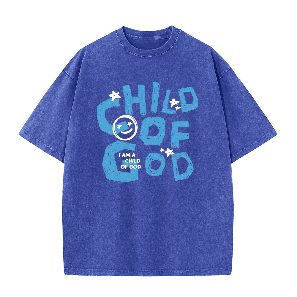 Christianartworkshop Child of God Unisex Washed T-Shirt - Blue - 5XL - image 8