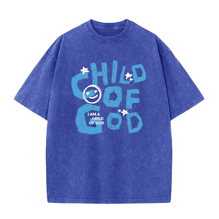 Christianartworkshop Child of God Unisex Washed T-Shirt - Blue - 5XL - image 8