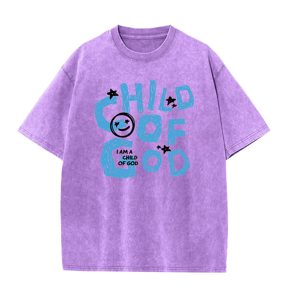 Christianartworkshop Child of God Unisex Washed T-Shirt - Purple - 5XL - image 5