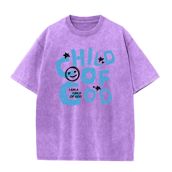 Christianartworkshop Child of God Unisex Washed T-Shirt - Purple - 5XL - image 5