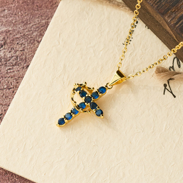 Christianartworkshop Faith - Symbol Cross Necklace with Monthly Birthstone Accents - September - image 14