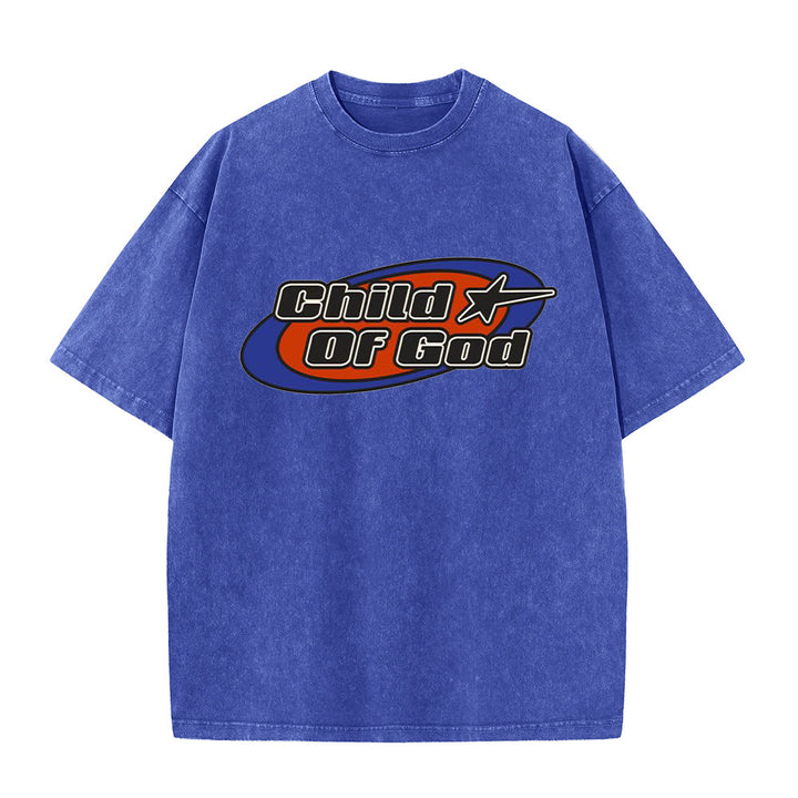 Christianartworkshop Child of God Graphic Unisex Washed T-Shirt - Blue - 5XL - image 4