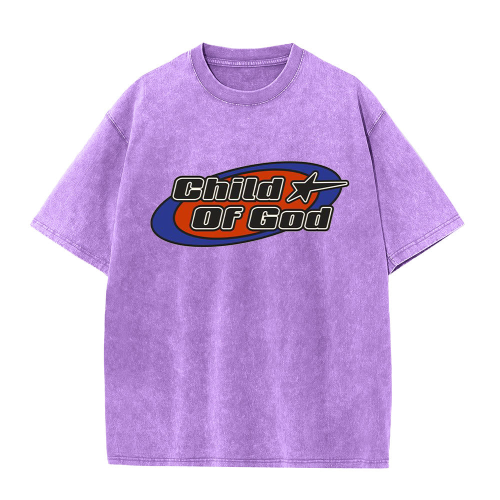 Christianartworkshop Child of God Graphic Unisex Washed T-Shirt - Purple - 5XL - image 5