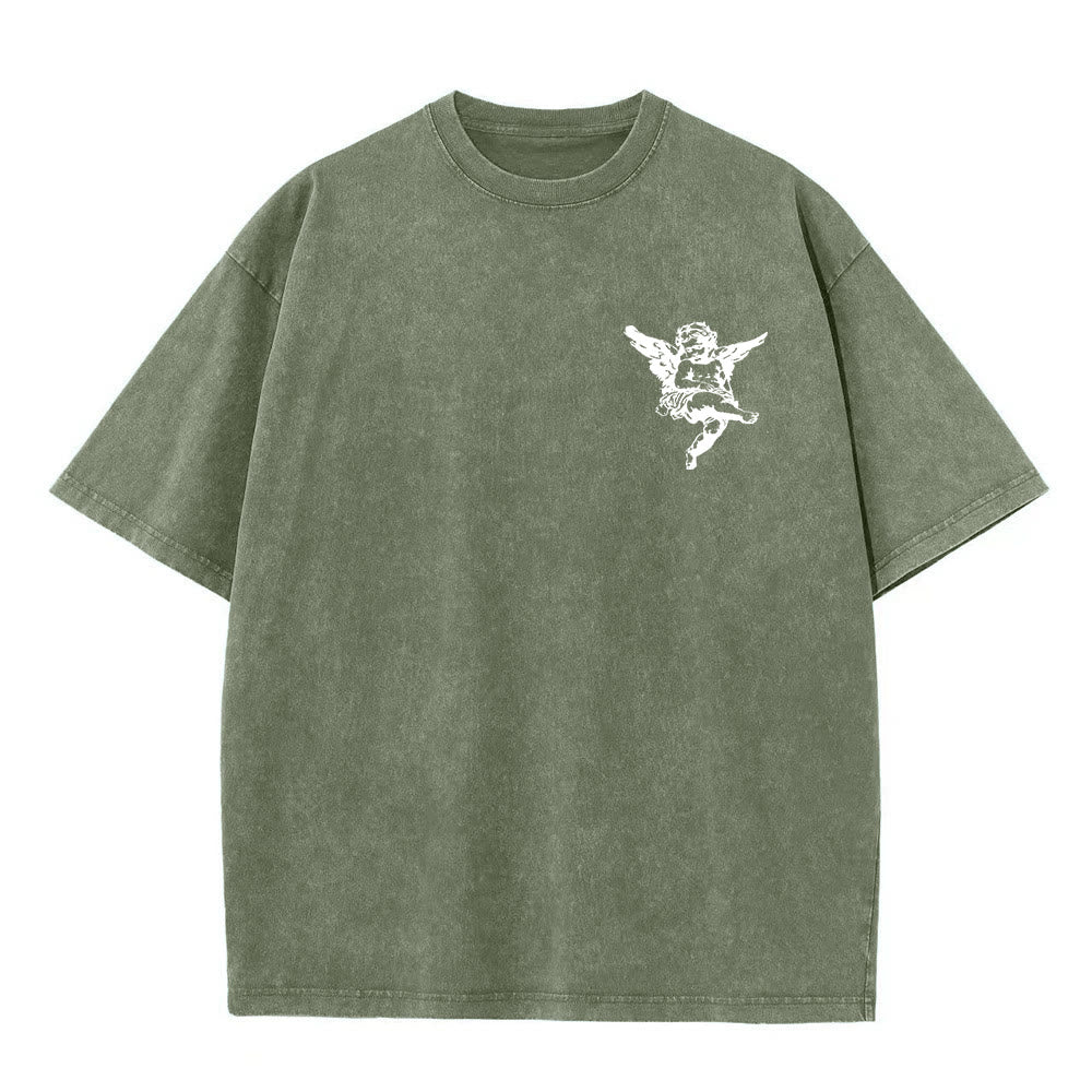 Christianartworkshop Inspired Blessed T-Shirt with Cherub Design Unisex Washed T-Shirt - image 7