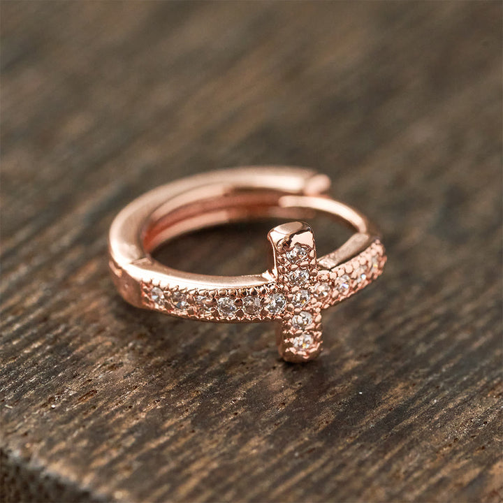 Christianartworkshop Elegant Dual-Color Cross Huggie Hoops: Timeless Beauty of Faith - image 5