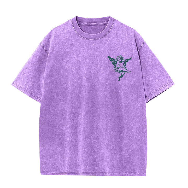 Christianartworkshop Inspired Blessed T-Shirt with Cherub Design Unisex Washed T-Shirt - image 16