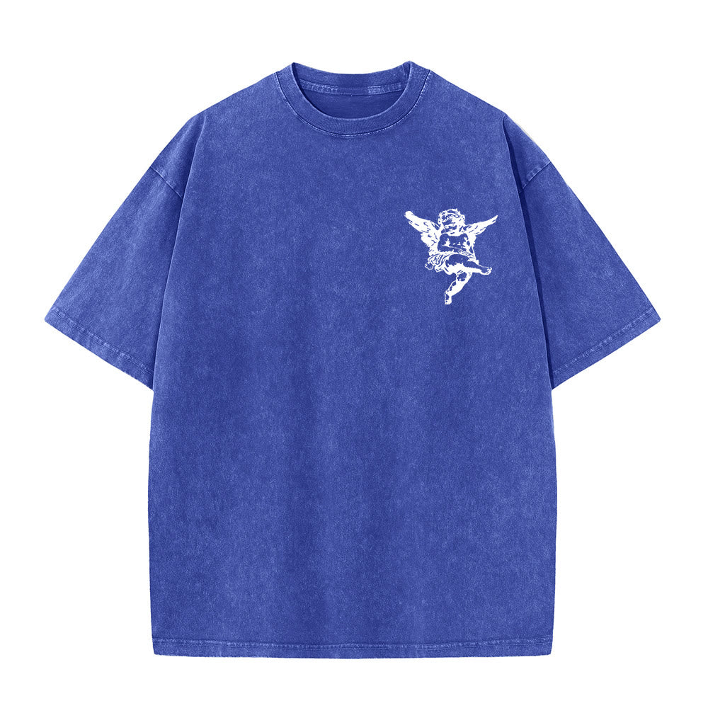 Christianartworkshop Inspired Blessed T-Shirt with Cherub Design Unisex Washed T-Shirt - image 18