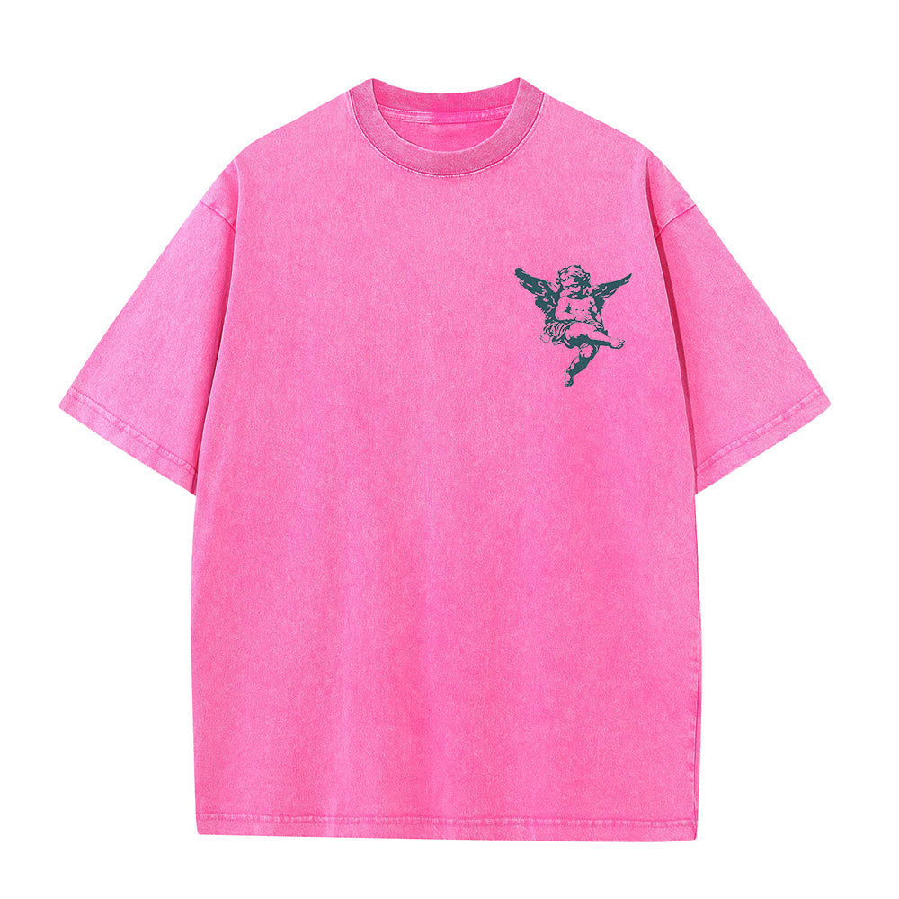 Christianartworkshop Inspired Blessed T-Shirt with Cherub Design Unisex Washed T-Shirt - image 14