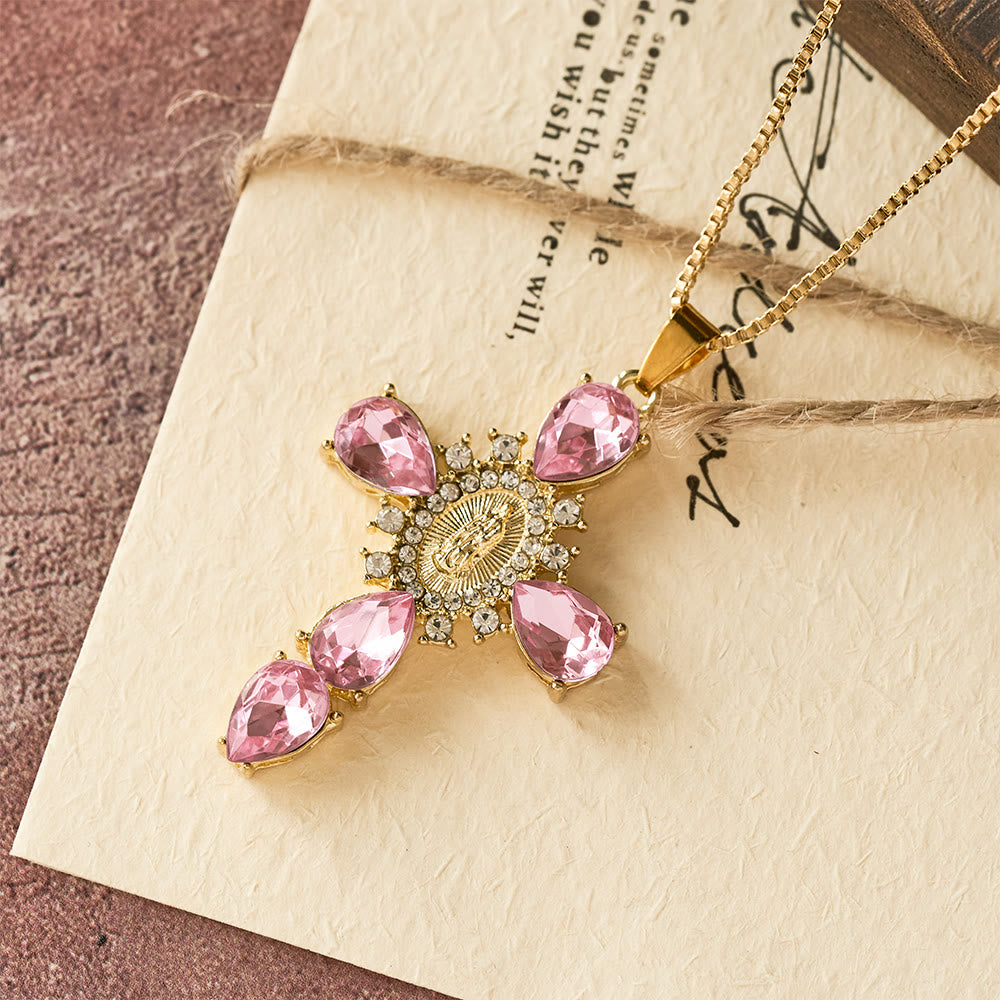 Christianartworkshop Diamond Virgin Mary Cross Necklace - image 5