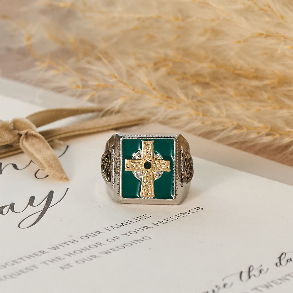 Vintage Irish Celtic Blessing Ring - Elegant Christian Crucifix ...