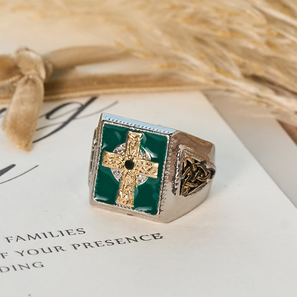 Christianartworkshop Vintage & Classic Crucifix Irish Celtic Blessing Ring: A Symbol of Elegance - UK Size T1/2（US 10） - image 0