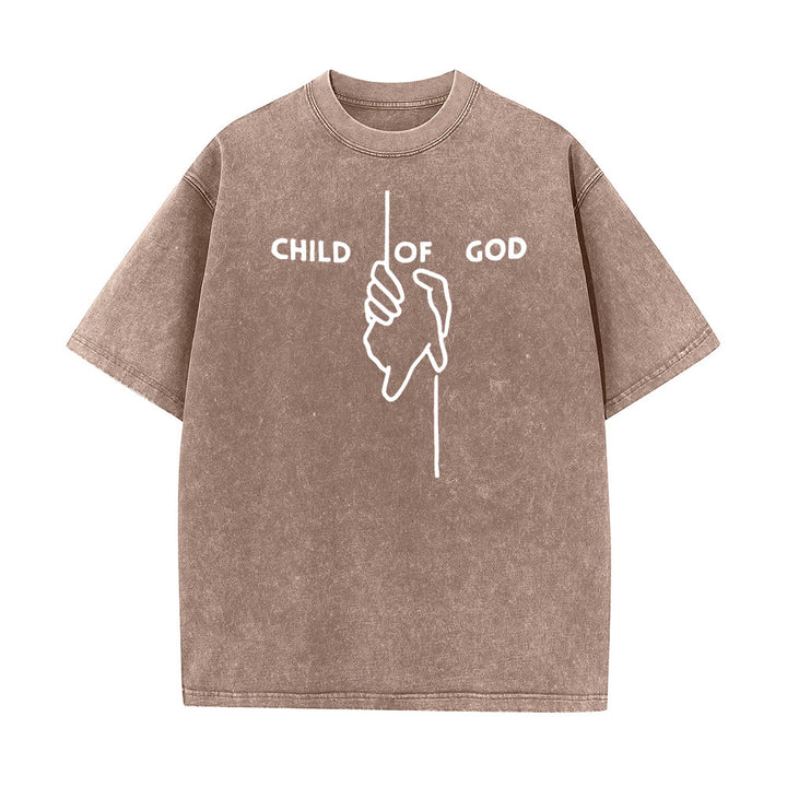Christianartworkshop Artistic Child of God Unisex Washed T-Shirt: Hand - Cross Design and Eternal Faith - Coffee - 5XL - image 7