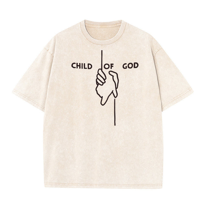 Christianartworkshop Artistic Child of God Unisex Washed T-Shirt: Hand - Cross Design and Eternal Faith - Apricot - 5XL - image 6