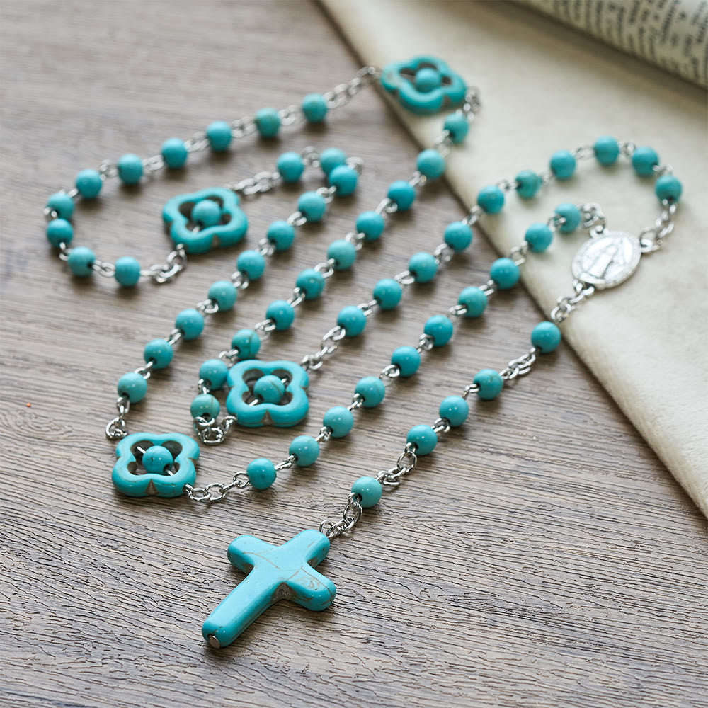 Turquoise Cross Blessing Rosary - image 3