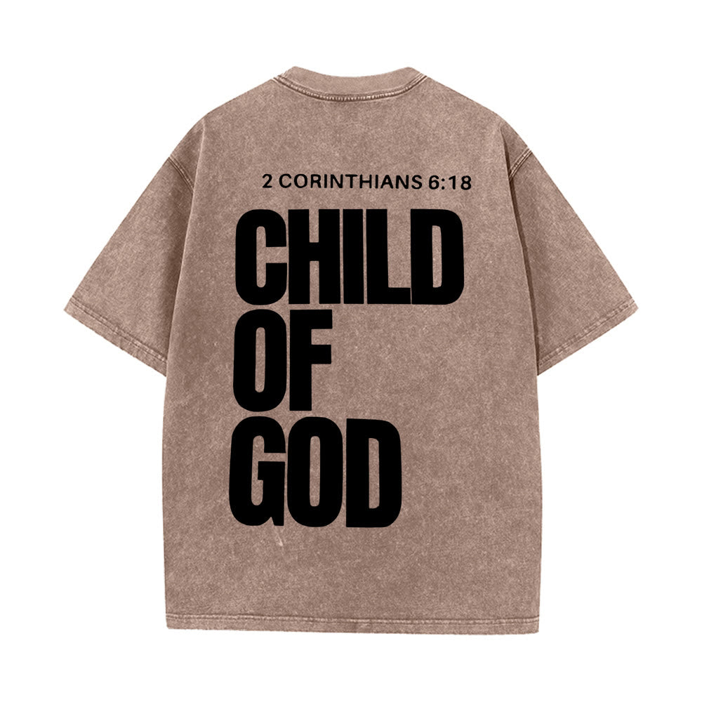 Christianartworkshop Minimalist Child of God Unisex Washed T-Shirt: Bold Faith in Clean Design - Coffee - 5XL - image 12