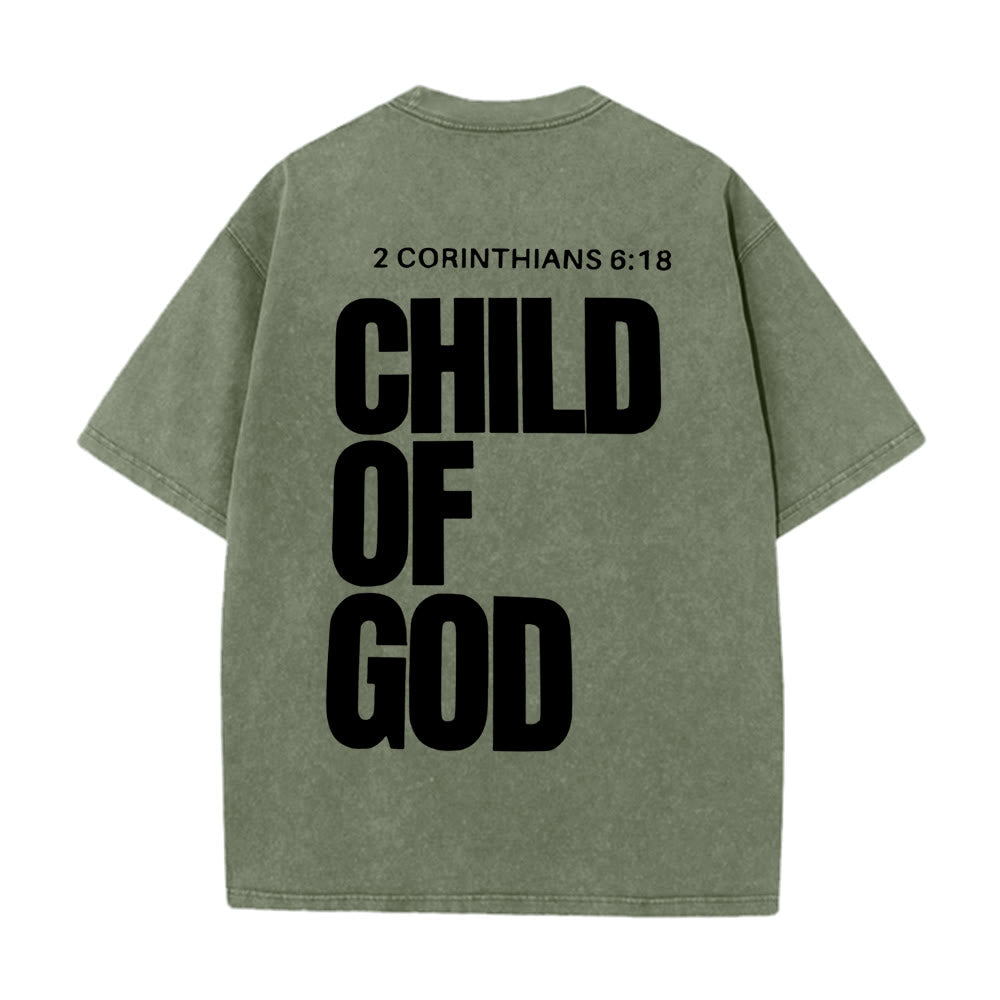 Christianartworkshop Minimalist Child of God Unisex Washed T-Shirt: Bold Faith in Clean Design - Army Green - 5XL - image 2