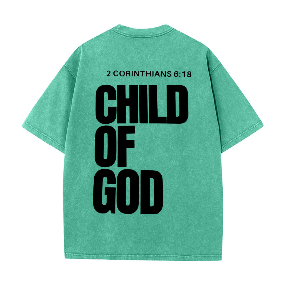 Christianartworkshop Minimalist Child of God Unisex Washed T-Shirt: Bold Faith in Clean Design - Green - 5XL - image 14
