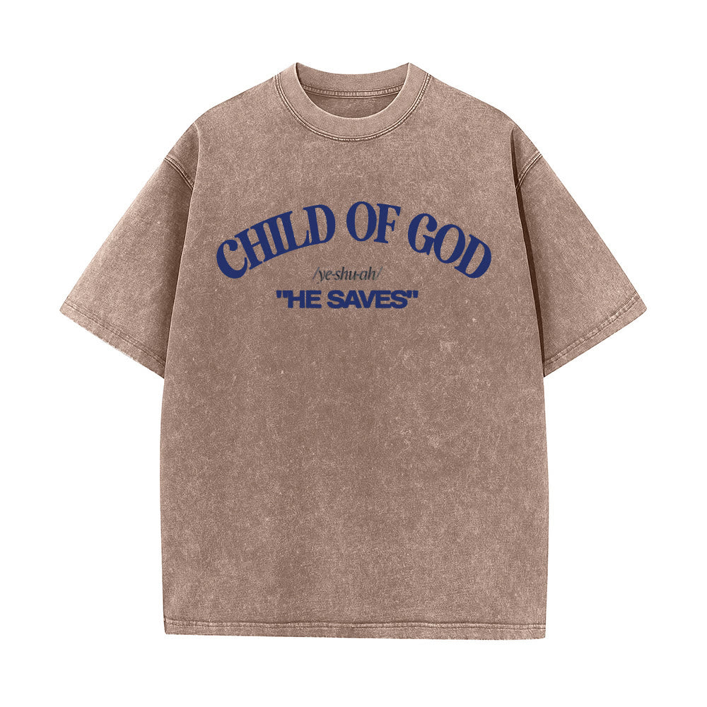 Christianartworkshop Classic Style He Save Child of God Unisex Washed T-Shirt - Coffee - 5XL - image 6