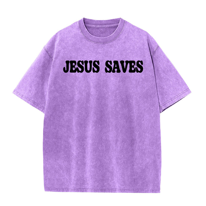 Christianartworkshop Jesus Saves Unisex Washed T-Shirt - image 19
