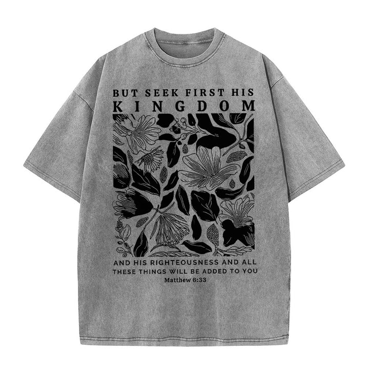 Christianartworkshop But Seek First His Kingdom Unisex Washed T-Shirt - Grey - 5XL - image 5
