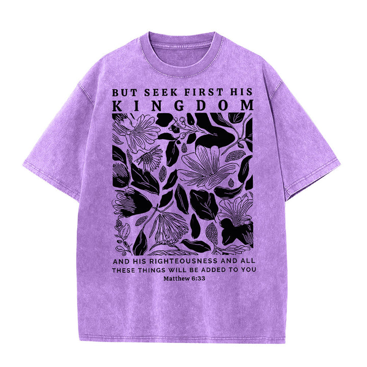 Christianartworkshop But Seek First His Kingdom Unisex Washed T-Shirt - Purple - 5XL - image 9