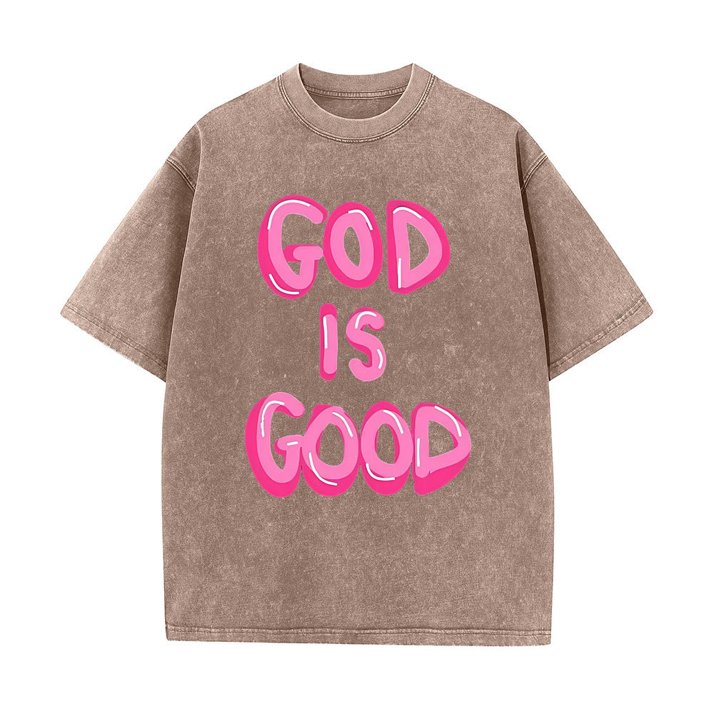 Christianartworkshop God Is Good Unisex Washed T-Shirt - Coffee - 5XL - image 8