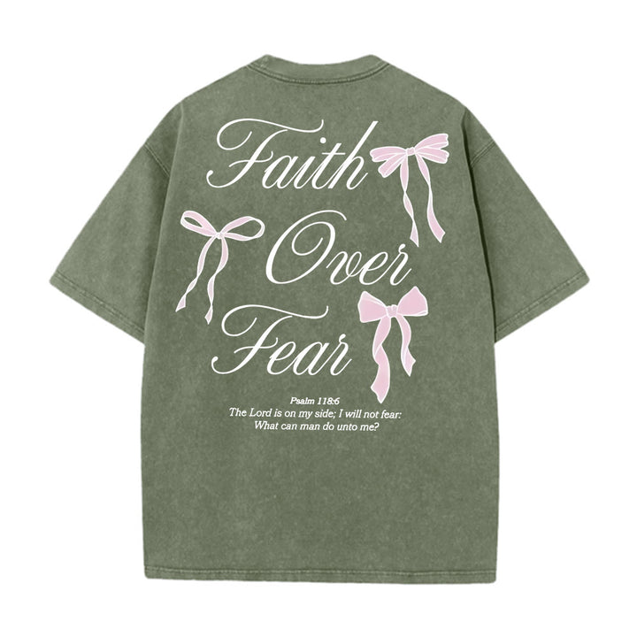 Christianartworkshop Faith Over Fear Unisex Washed T-Shirt - Army Green - 5XL - image 7