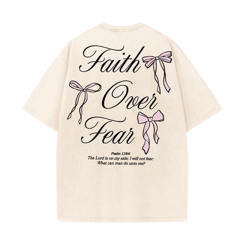 Christianartworkshop Faith Over Fear Unisex Washed T-Shirt - Apricot - 5XL - image 3