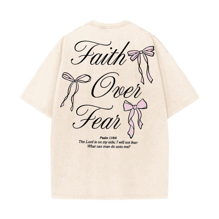 Christianartworkshop Faith Over Fear Unisex Washed T-Shirt - Apricot - 5XL - image 3
