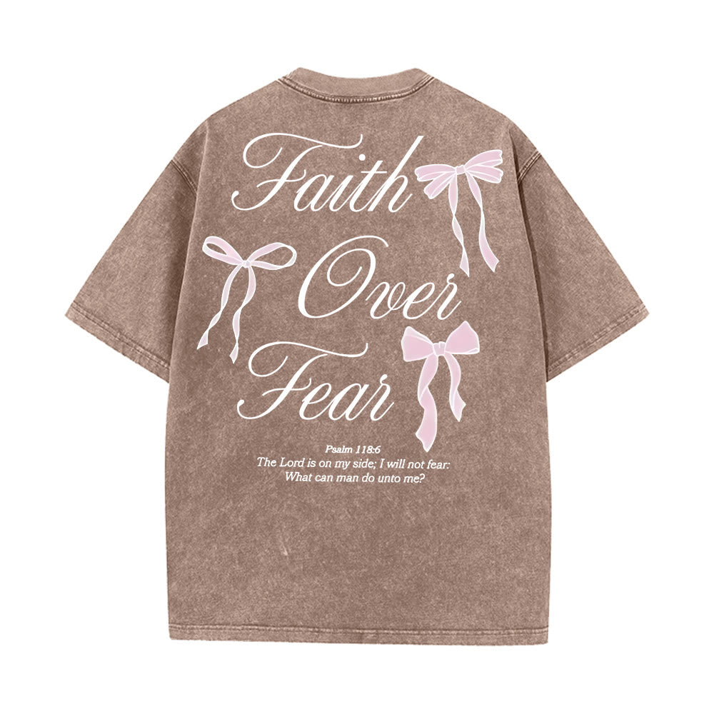 Christianartworkshop Faith Over Fear Unisex Washed T-Shirt - Coffee - 5XL - image 16