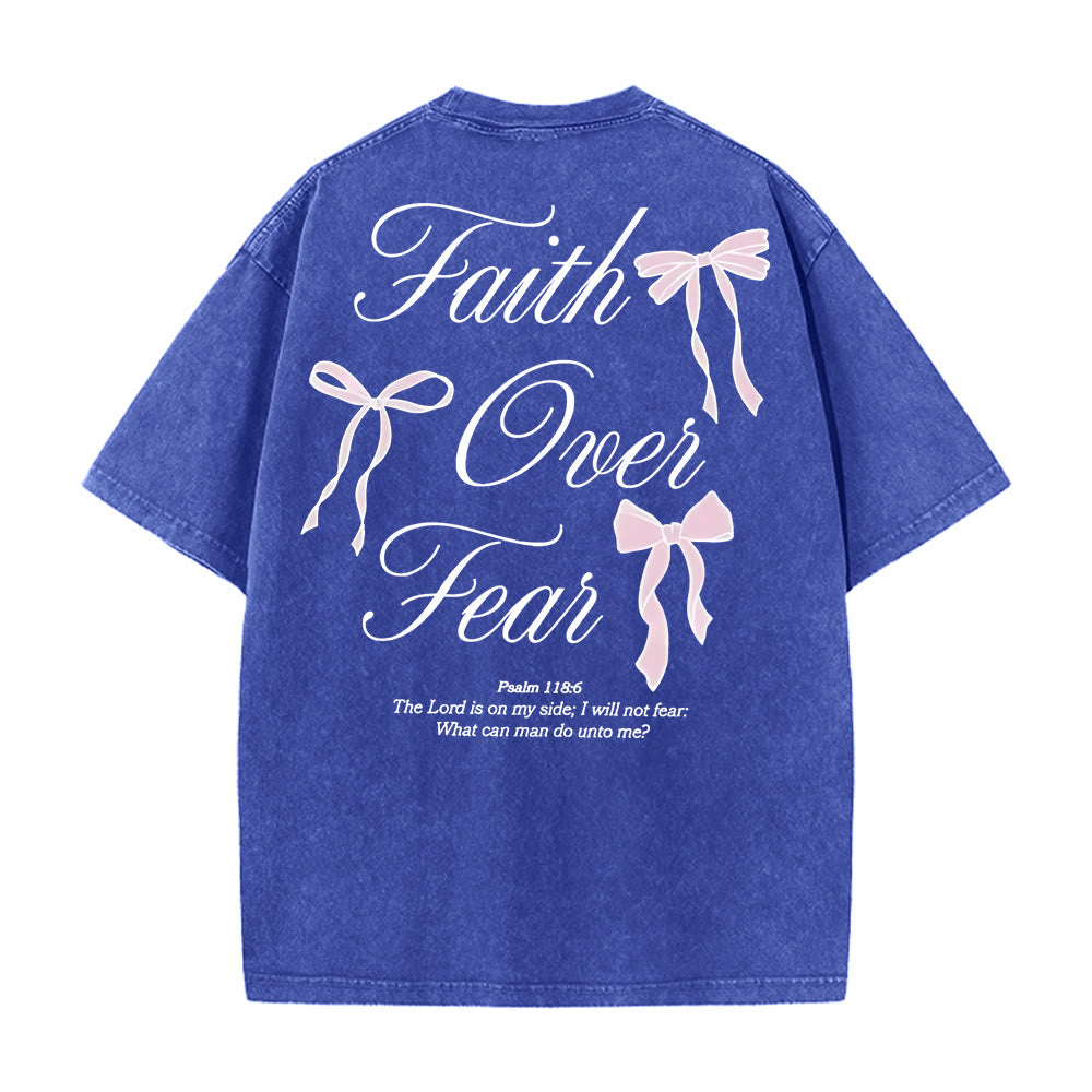Christianartworkshop Faith Over Fear Unisex Washed T-Shirt - Blue - 5XL - image 9