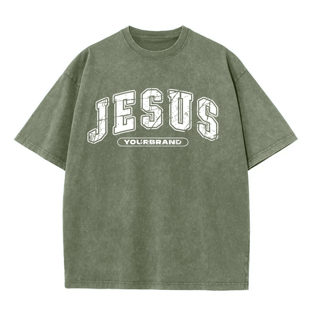Christianartworkshop Vintage Style Jesus Christ Unisex Washed T-shirt - image 1