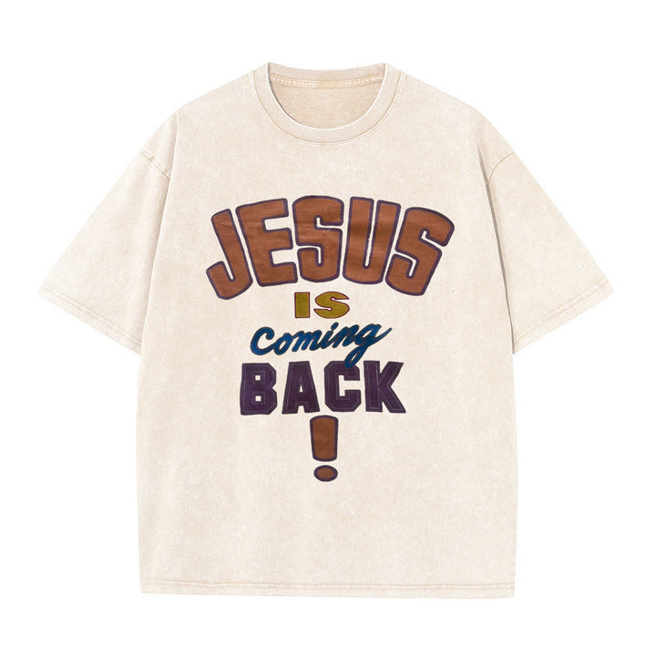 Christianartworkshop Jesus Is Coming Back Unisex Washed T-shirt - Apricot - 5XL - image 2