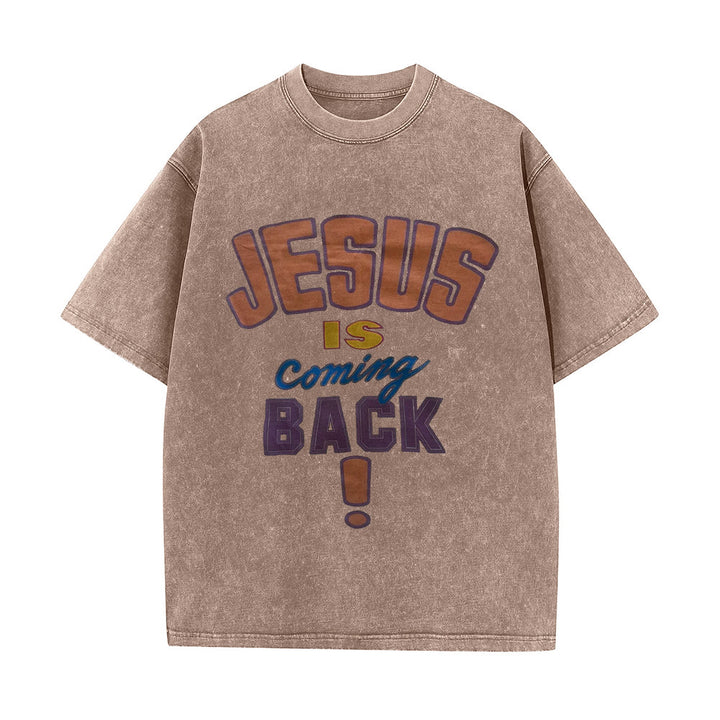 Christianartworkshop Jesus Is Coming Back Unisex Washed T-shirt - Coffee - 5XL - image 5