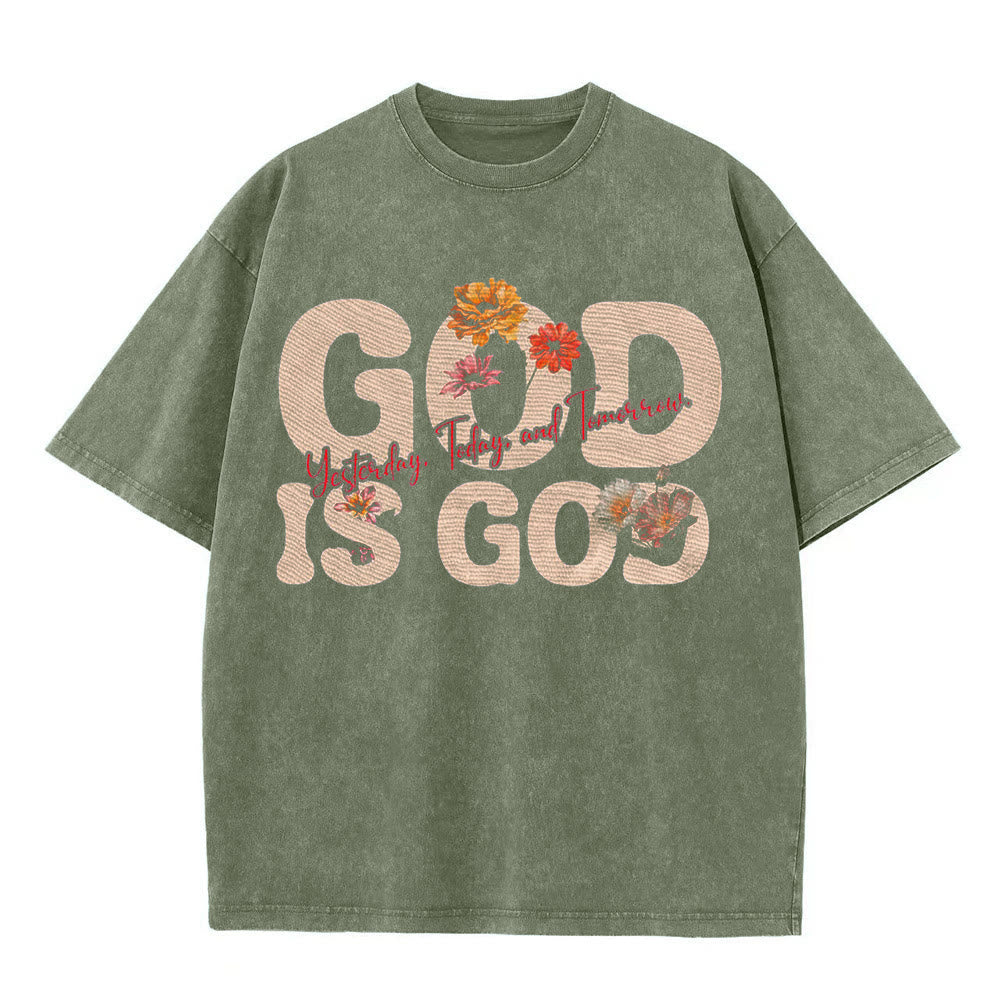 Christianartworkshop God Is God Unisex Washed T-shirt - Army Green - 5XL - image 4