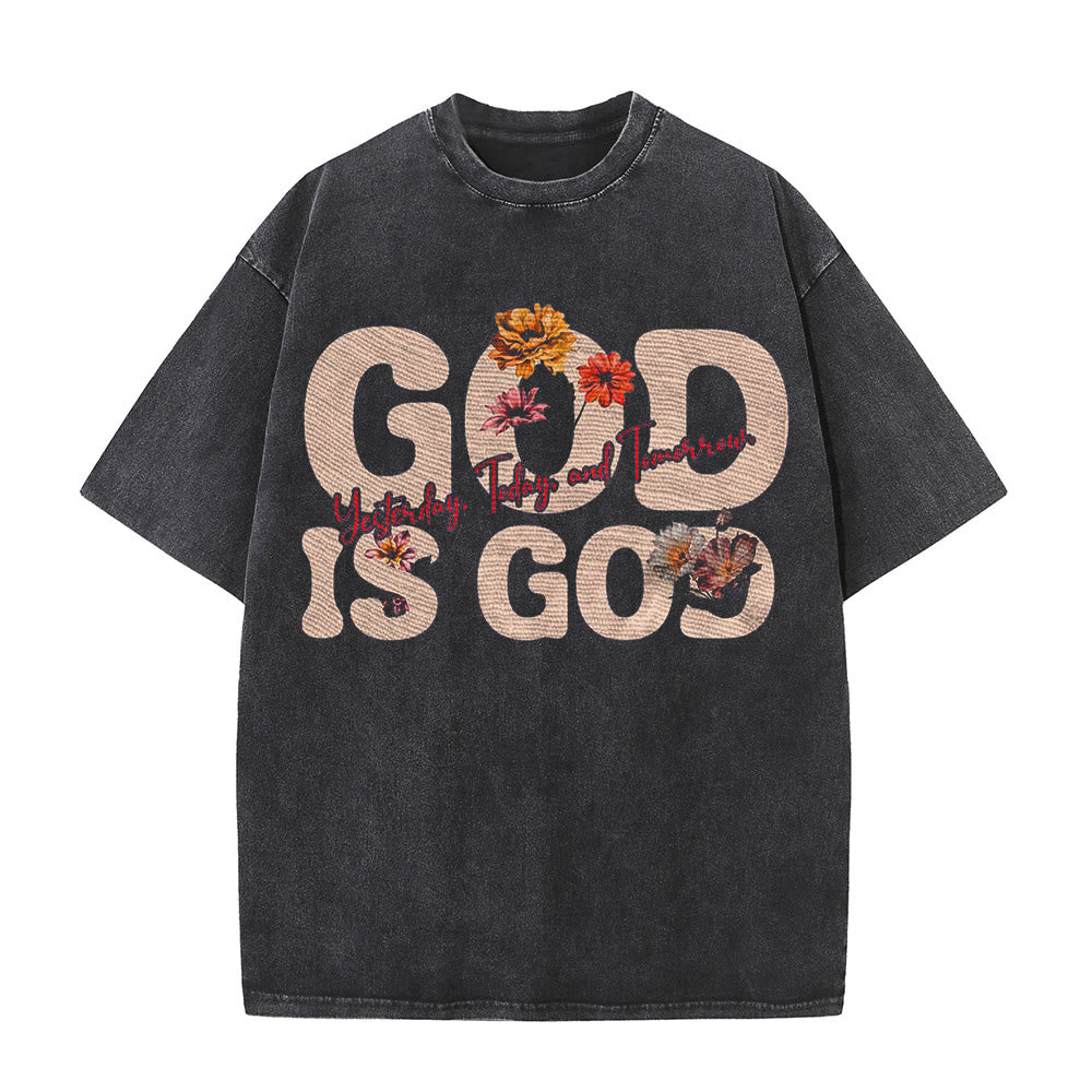 Christianartworkshop God Is God Unisex Washed T-shirt - Black - 5XL - image 0
