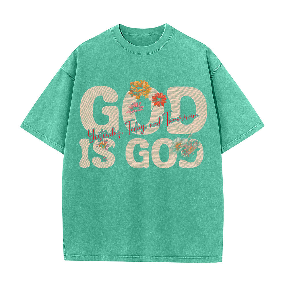 Christianartworkshop God Is God Unisex Washed T-shirt - Green - 5XL - image 8