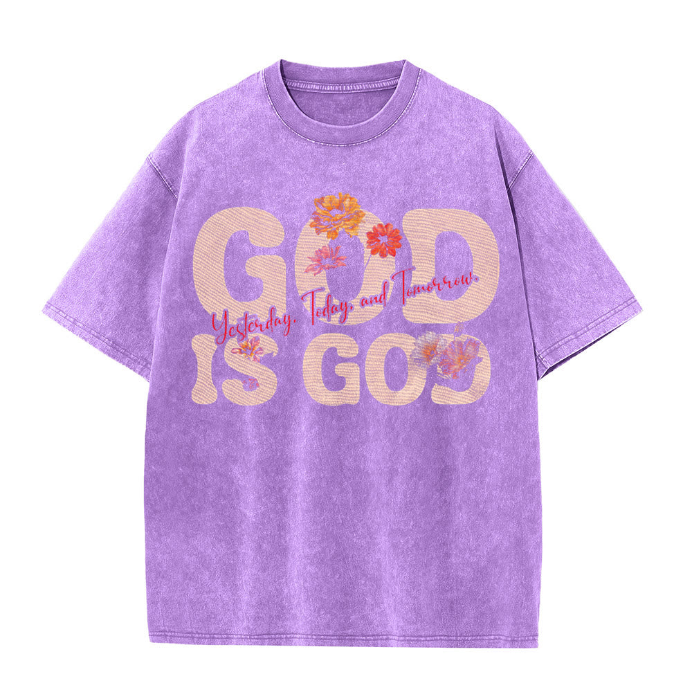 Christianartworkshop God Is God Unisex Washed T-shirt - Purple - 5XL - image 6