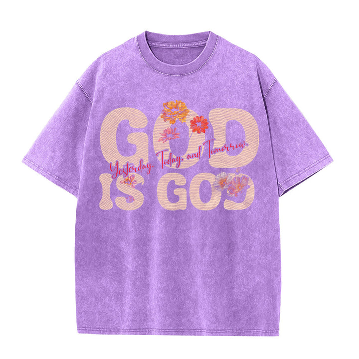 Christianartworkshop God Is God Unisex Washed T-shirt - Purple - 5XL - image 6