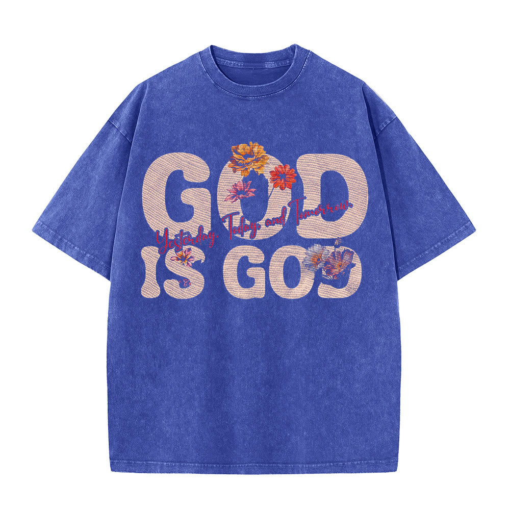 Christianartworkshop God Is God Unisex Washed T-shirt - Blue - 5XL - image 5
