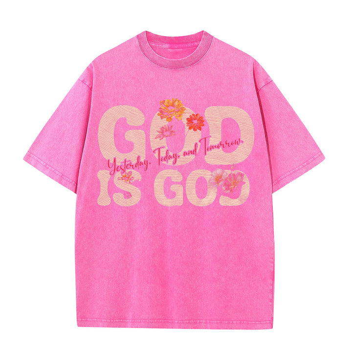 Christianartworkshop God Is God Unisex Washed T-shirt - Pink - 5XL - image 8