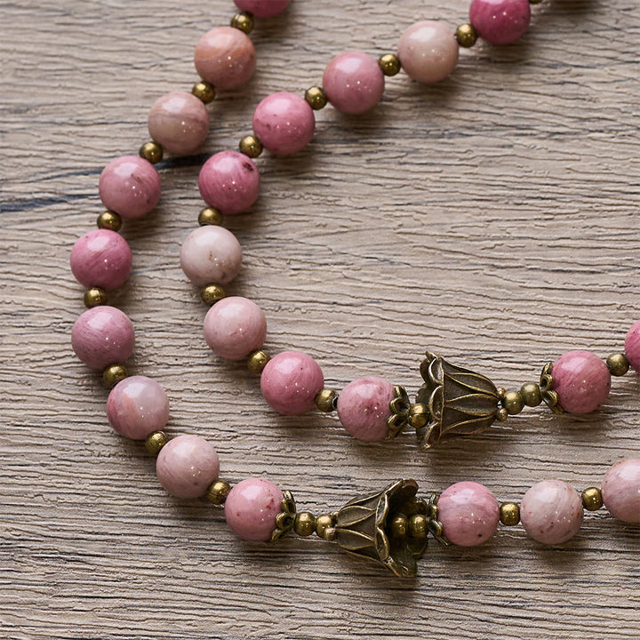 Christianartworkshop Rosewood Pattern & Bronze Tulip Rosary: Steadfast Grace in Prayer - image 6
