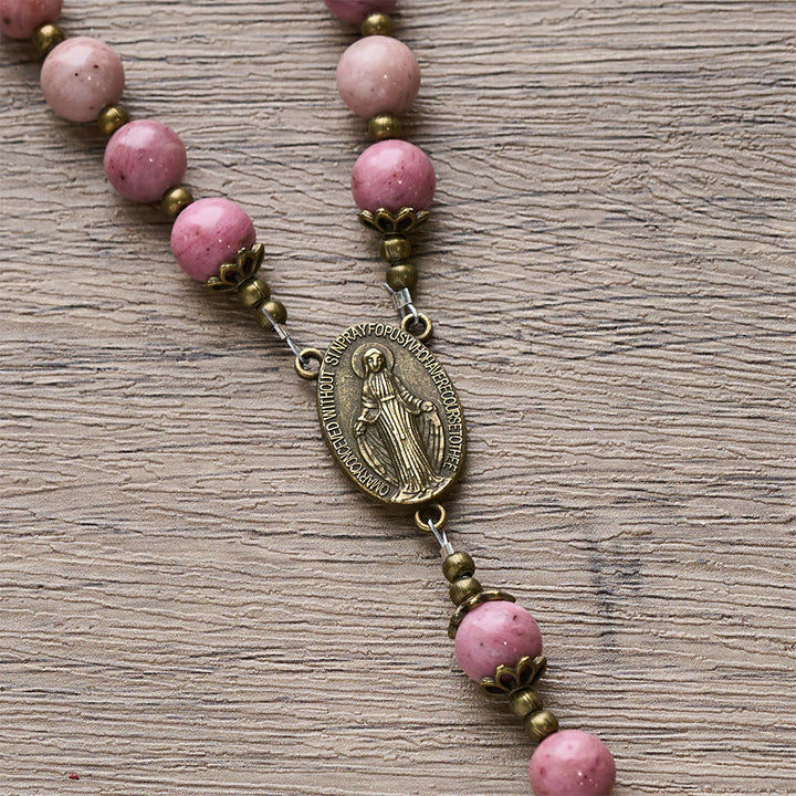 Christianartworkshop Rosewood Pattern & Bronze Tulip Rosary: Steadfast Grace in Prayer - image 7