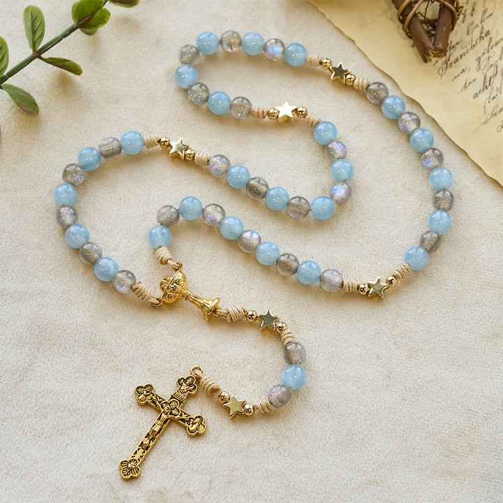 Christianartworkshop Starry Blue & Gray Holy Grail Rosary: Luminous Grace in Prayer - image 5