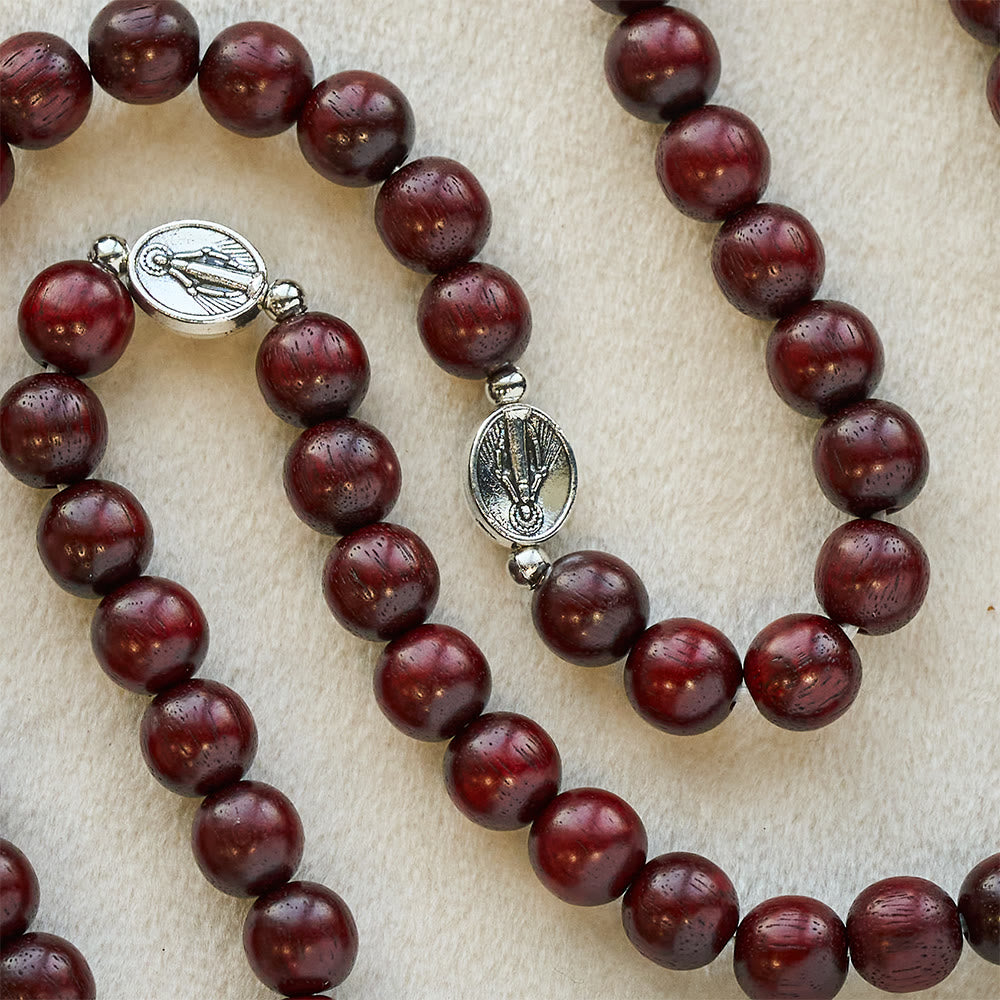 Christianartworkshop Miraculous Medal & Angel Wing Blood SandalWood Bead Bracelet - image 5