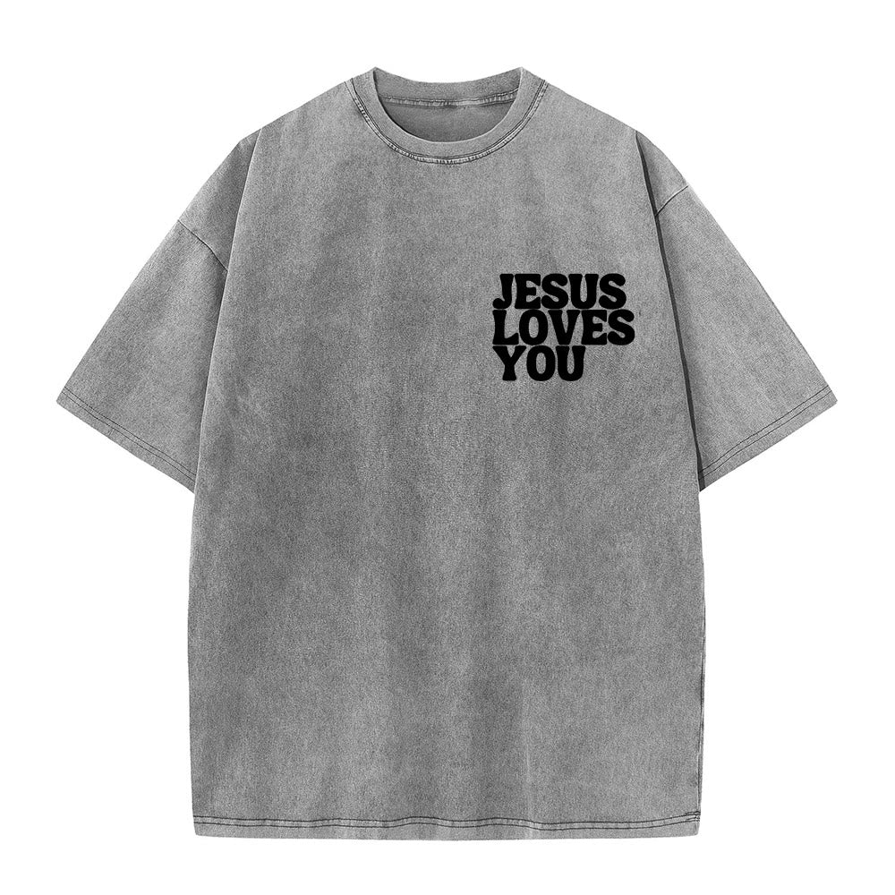 Christianartworkshop Good News Jesus Loves You Unisex Washed T-shirt - image 13