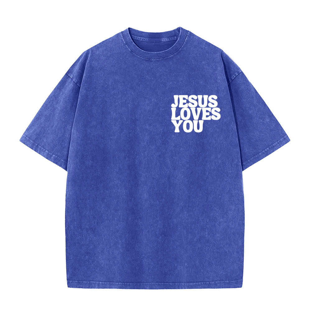 Christianartworkshop Good News Jesus Loves You Unisex Washed T-shirt - image 5
