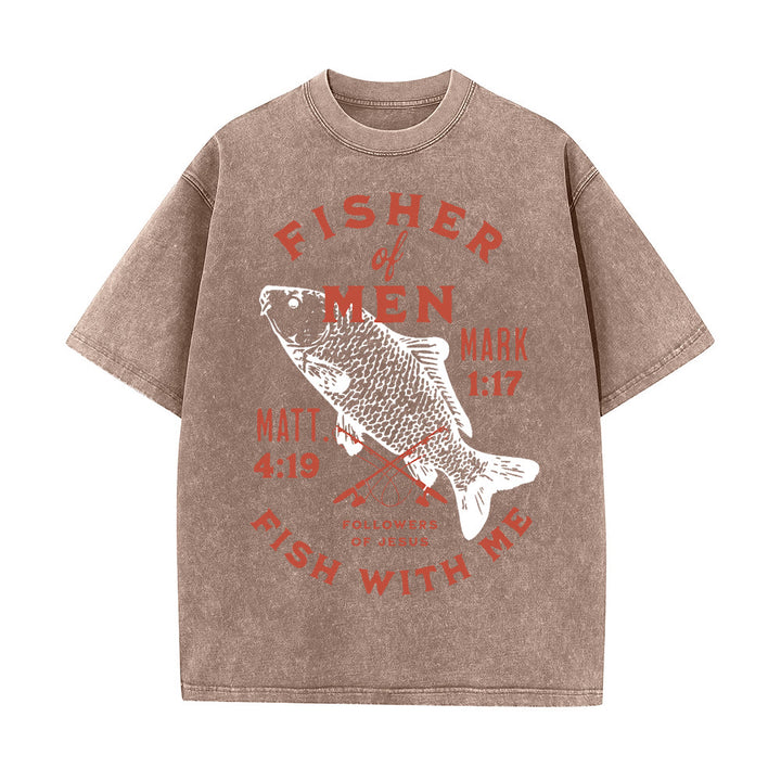 Christianartworkshop Followers of Jesus Fisher of Men Unisex Washed T-Shirt - Coffee - 5XL - image 8