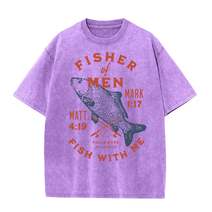 Christianartworkshop Followers of Jesus Fisher of Men Unisex Washed T-Shirt - Purple - 5XL - image 7